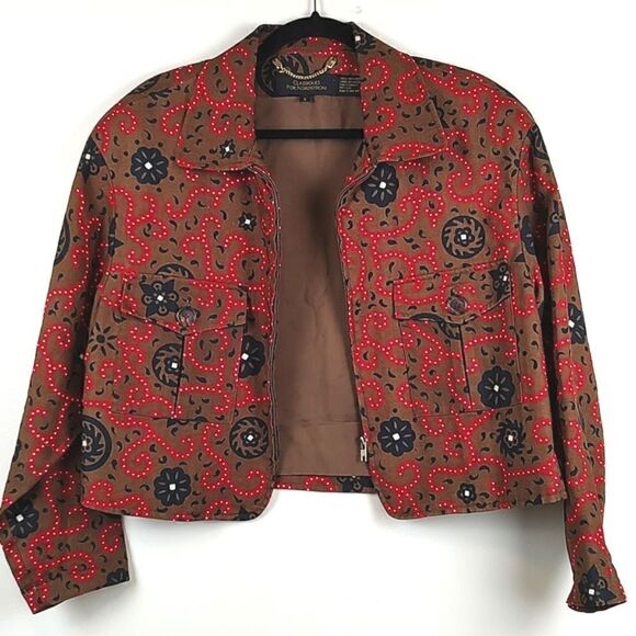 Classiques For Nordstrom Zip Front Cropped Linen Jacket Size Small - Picture 13 of 13